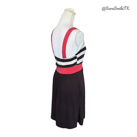 C. GRAFFITI Pink Brown Striped Sleeveless Fit & Flare Summer Mini Dress - Picture 11 of 12